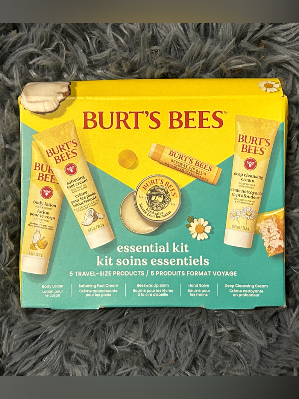 Burt's Bees Essential Kit in Yellow and Teal Box